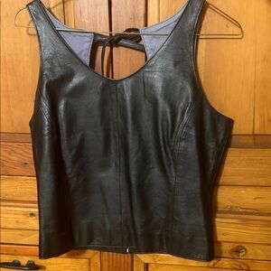 Wilsons Leather Black Leather Tank with Tie-Back